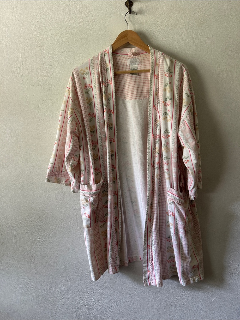 Floral Pink and Cream Cotton Robe House Coat Jacket